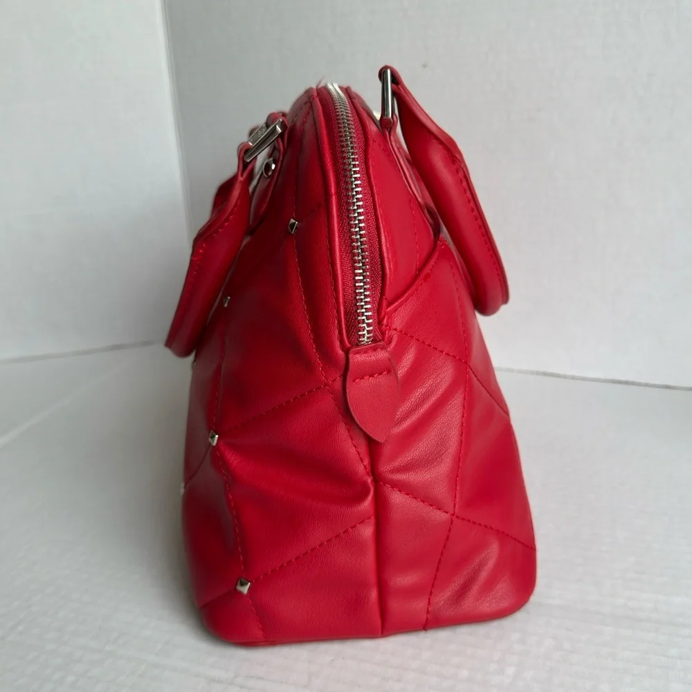 Badgley Mischka || Large Red Quilted/studded Crossbody Purse
